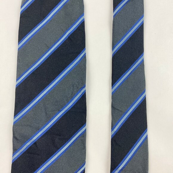 Burberry London Black Blue and Gray 100% Silk Striped Tie - Picture 5 of 11
